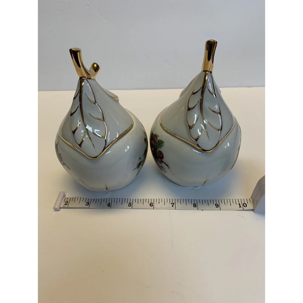 Vintage Limoges France Pear Shaped Lidded Trinket Dish Small Covered Dish